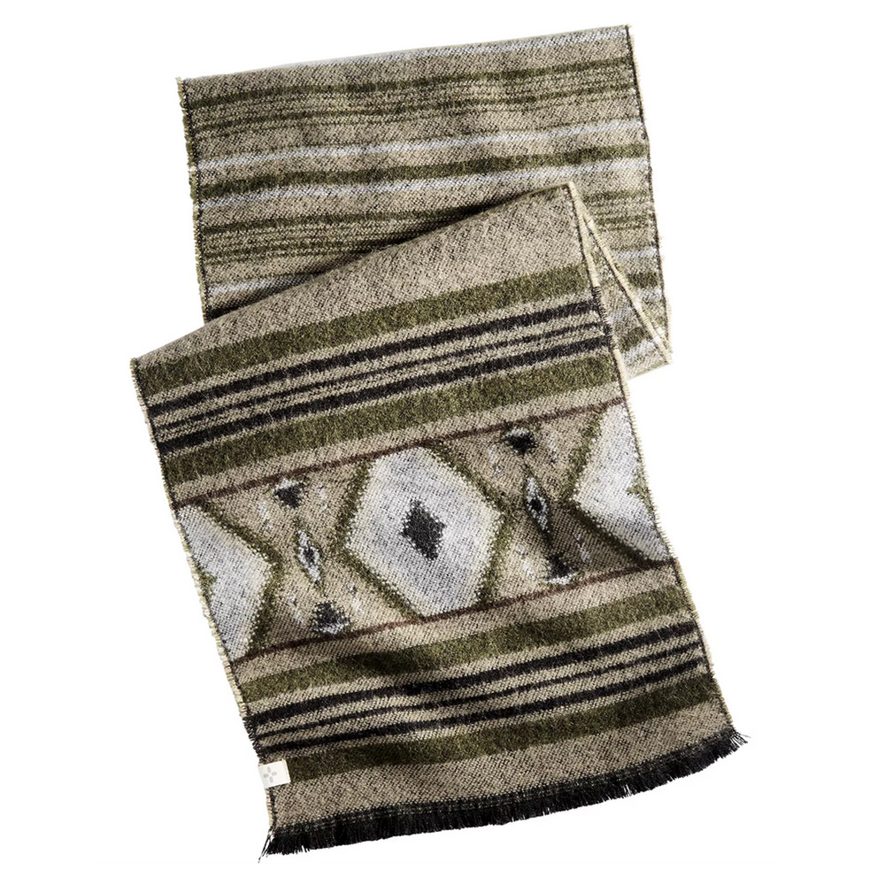 Sun + Stone Men Woven Patterned Scarf Green One Size 1934